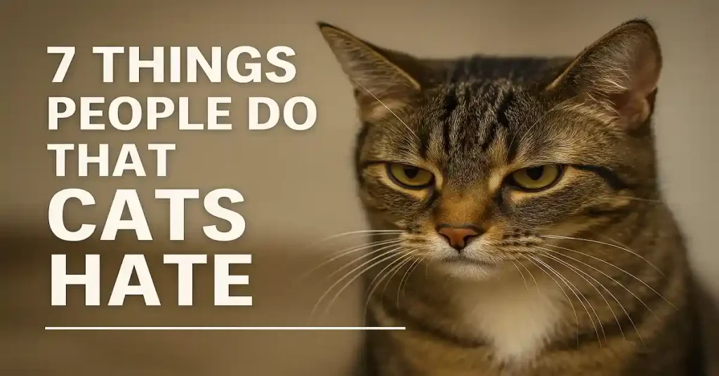 Cat avoiding a dirty litter box due to hygiene issues.Things Cats Hate